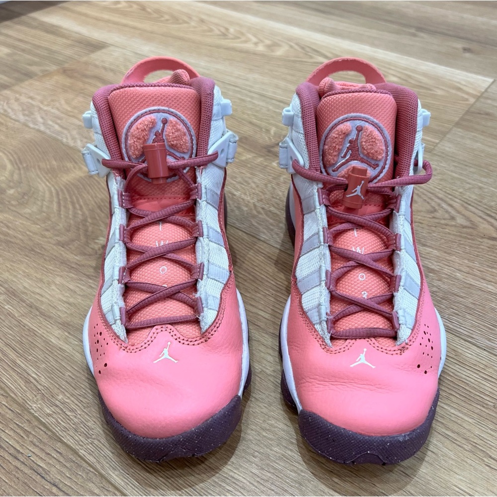 Nike Air Jordan 6 Rings GS Coral Chalk Sz 4.5Y Used, Good Condition